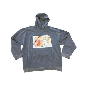 BOYS LIE Cherub Graphic Hoodie Sweatshirt Gray Pullover Hooded Top